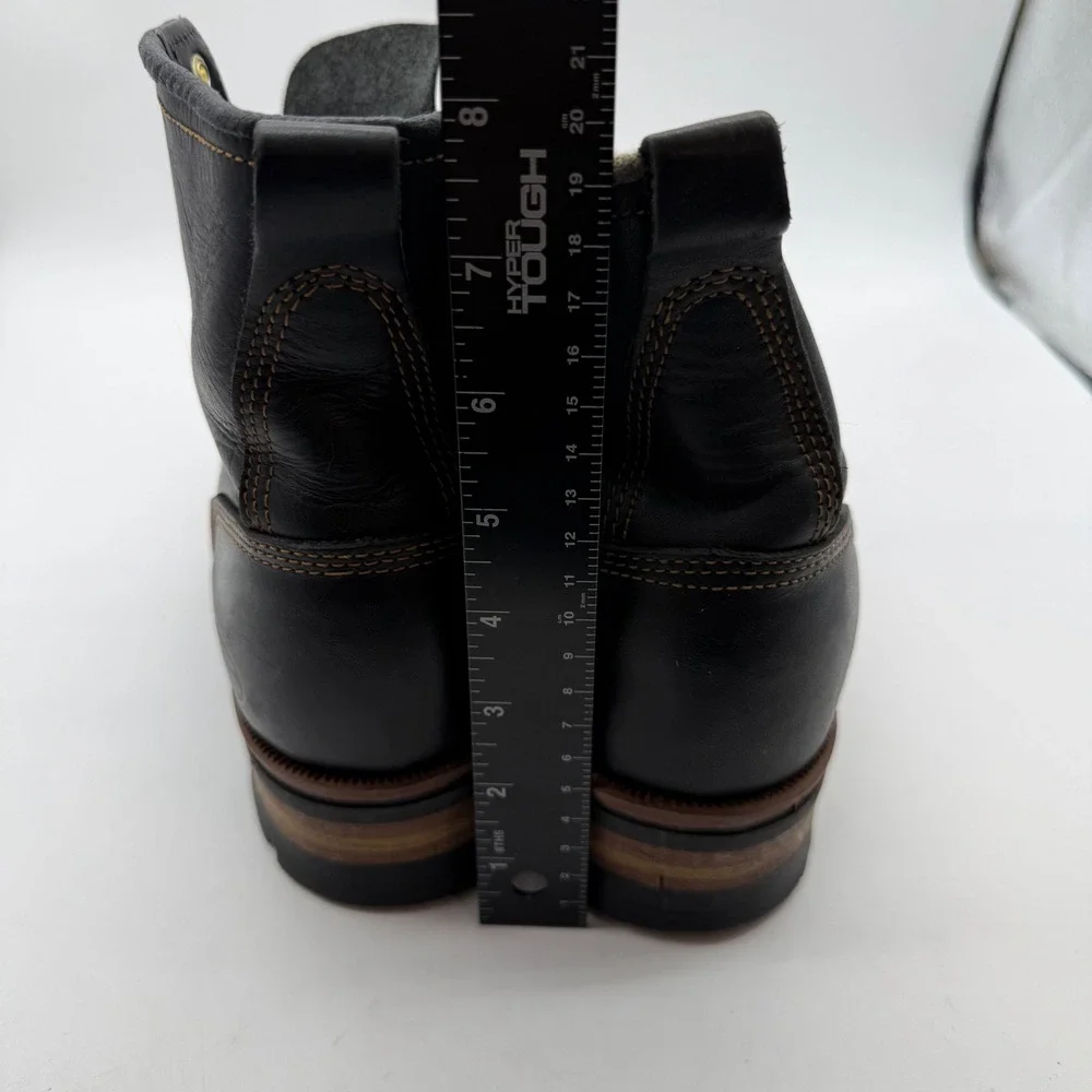 Skechers mens 9.5 Black Leather Combat Boots Punk Lug Sole 90s VTG y2 grunge